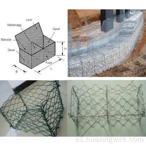 Canasta de gabion hexagonal de zinc pesado